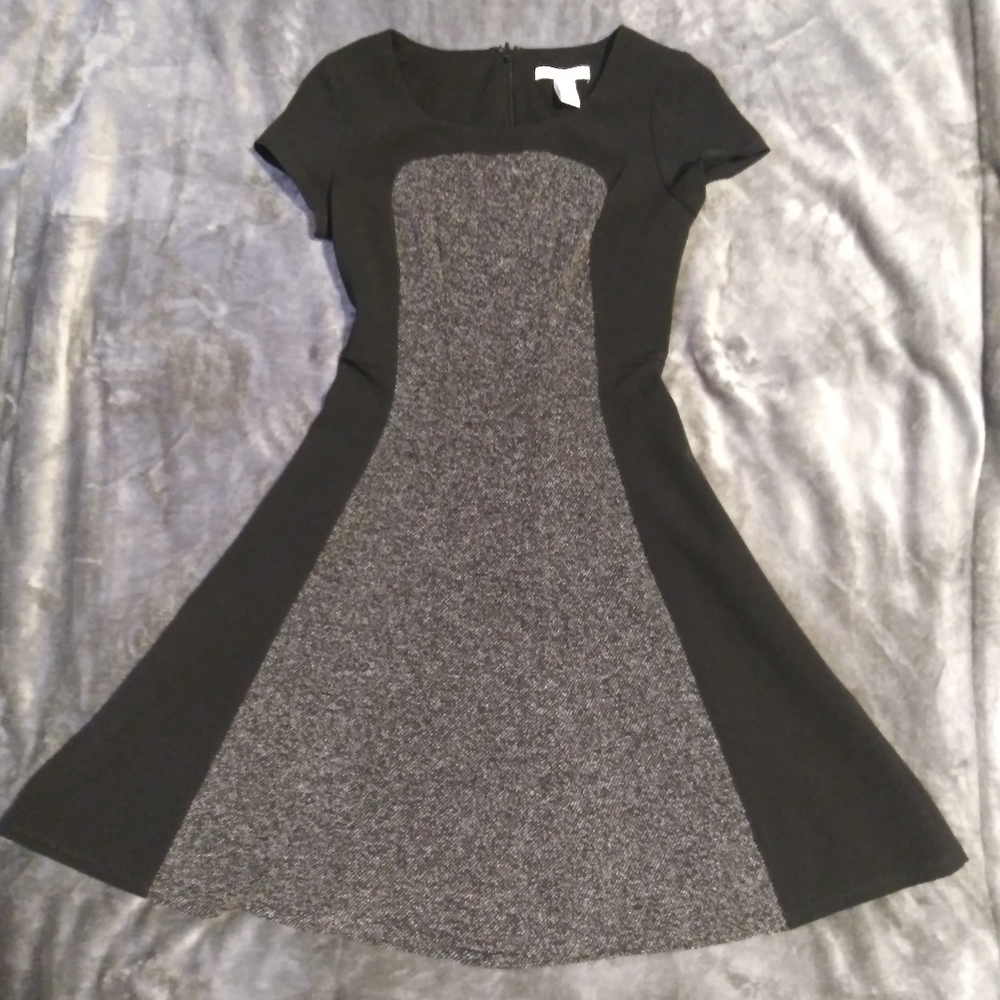 Black and Grey A-Line Dress